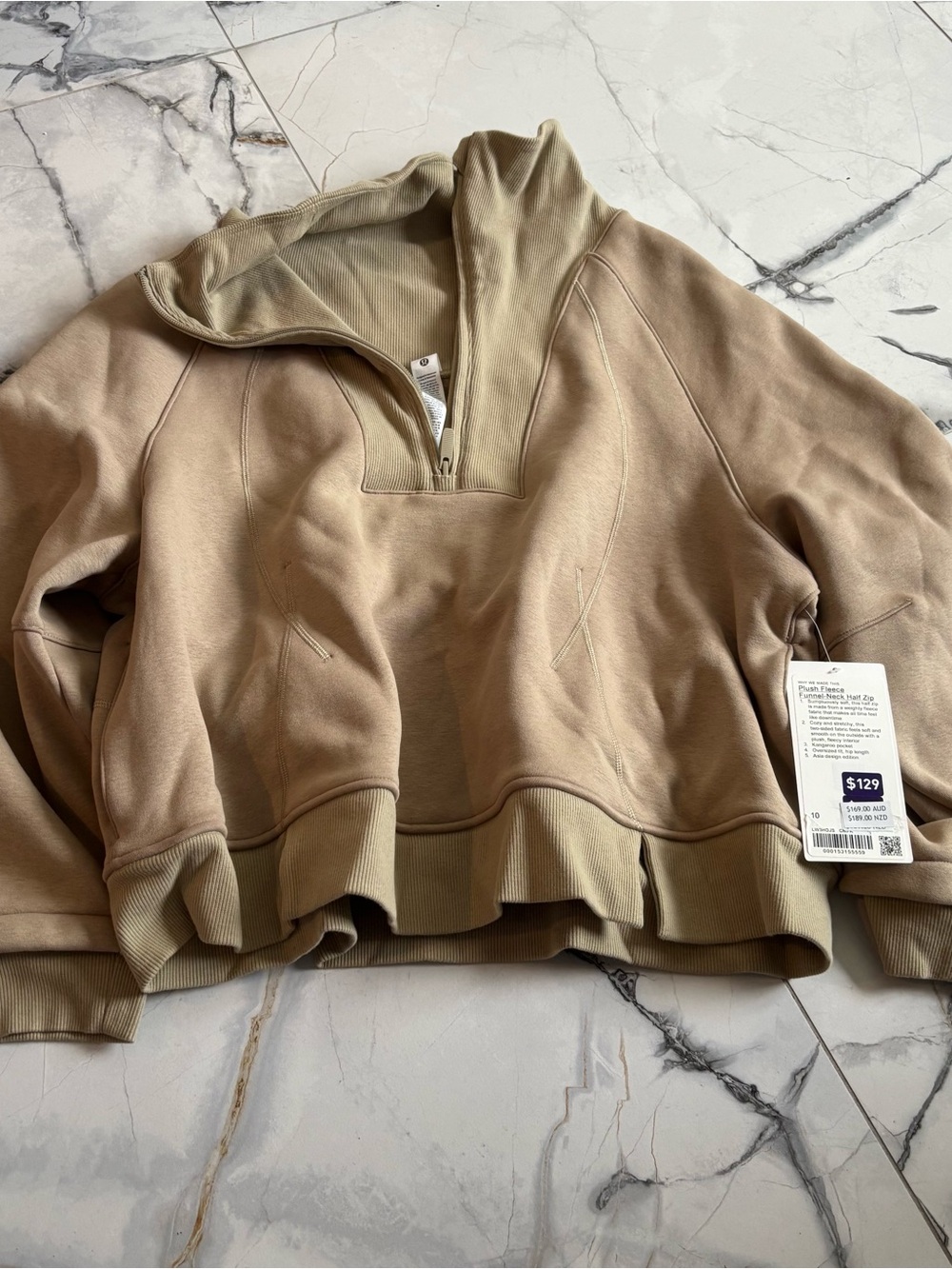 lululemon athletica Cropped Half-Zip Pullover in Beige/Tan